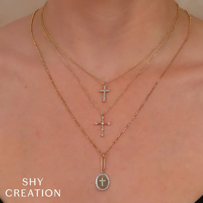 Shy Creation Necklaces Shy Creation Diamond Cross Necklace 012 CT Shy Creation Necklaces Shy Creation Diamond Cross Necklace 012 CT