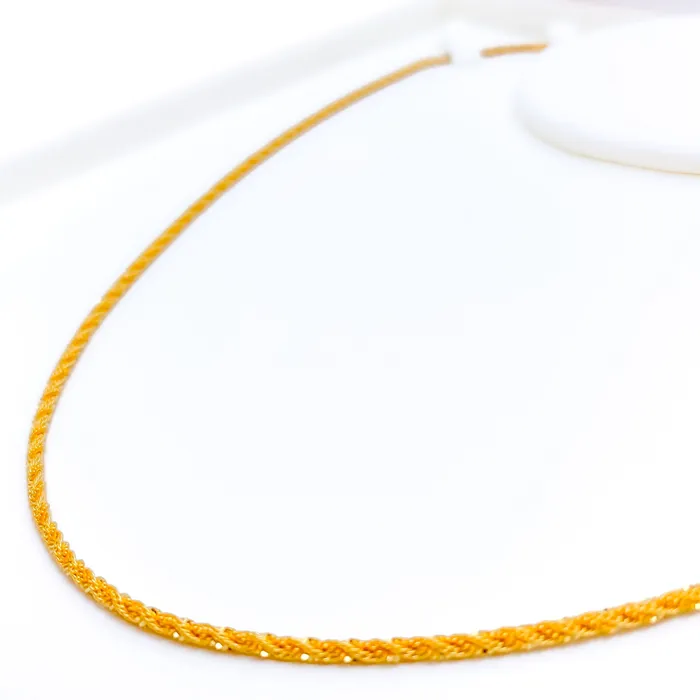 Slender Fancy Braided Rope 22K Gold Chain 22 Andaaz Jewelers PreStyled Sets