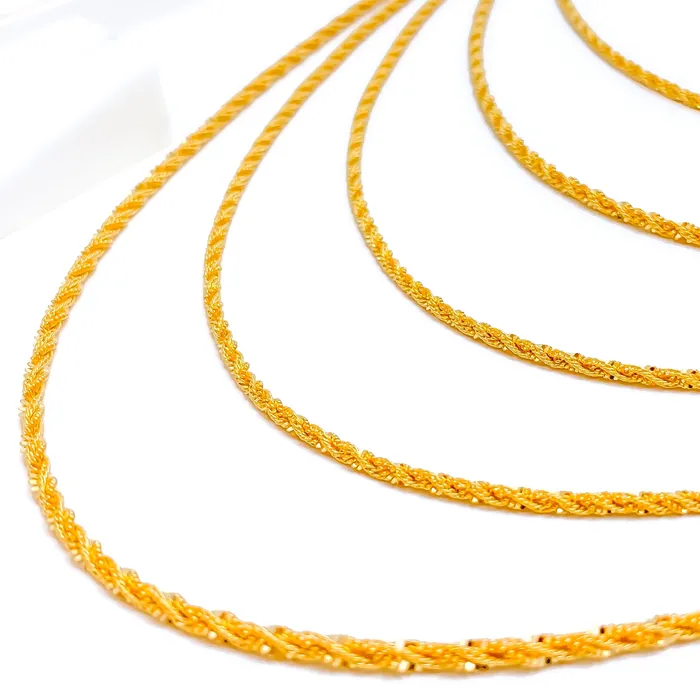 Slender Fancy Braided Rope 22K Gold Chain 22 Andaaz Jewelers PreStyled Sets