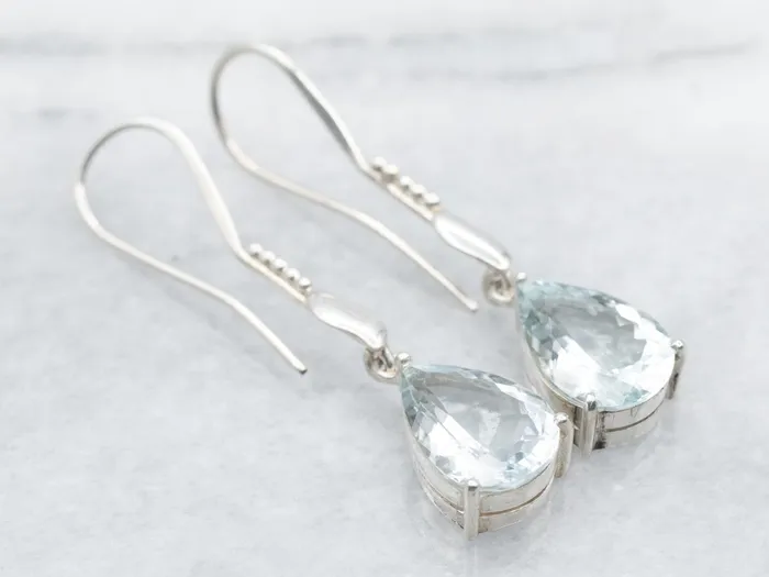 Sterling Silver Aquamarine Drop Earrings Market Square Jewelers Earrings