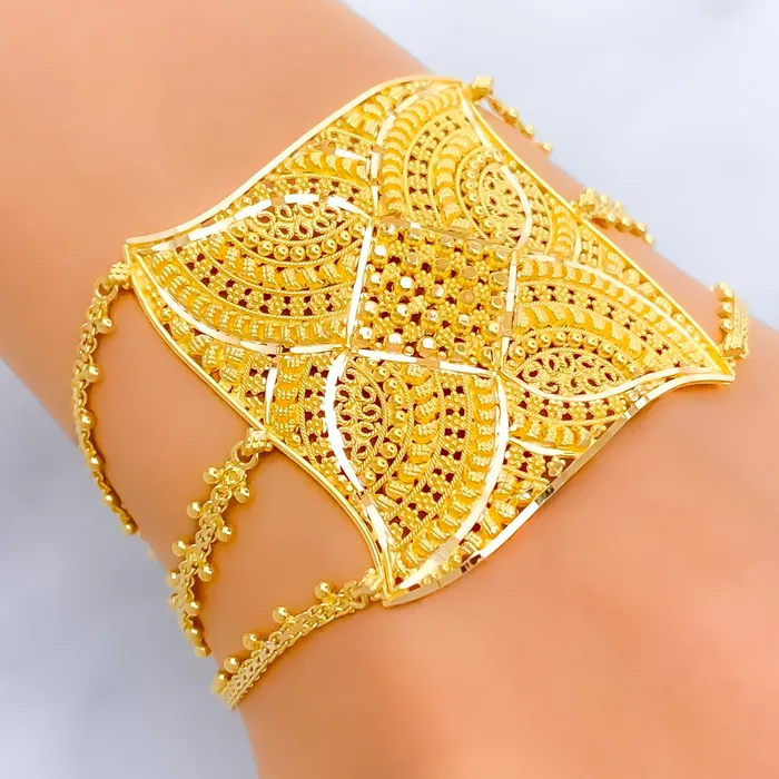 Stunning Floral 22k Gold Statement Bracelet Andaaz Jewelers Bracelets