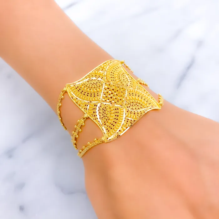 Stunning Floral 22k Gold Statement Bracelet Andaaz Jewelers Bracelets