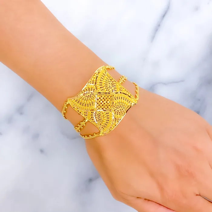 Stunning Floral 22k Gold Statement Bracelet Andaaz Jewelers Bracelets