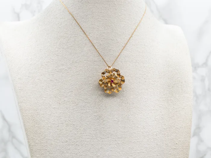 Synthetic Ruby and Enamel Brooch or Pendant Market Square Jewelers Necklaces Synthetic Ruby and Enamel Brooch or Pendant Market Square Jewelers Necklaces
