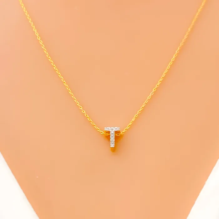 T Diamond Letter 18K Gold Necklace Andaaz Jewelers Necklaces