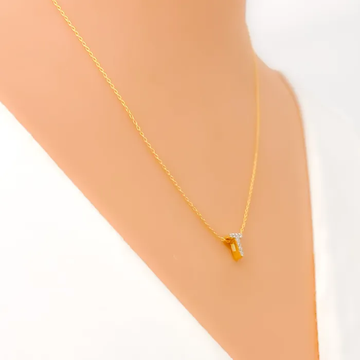 T Diamond Letter 18K Gold Necklace Andaaz Jewelers Necklaces