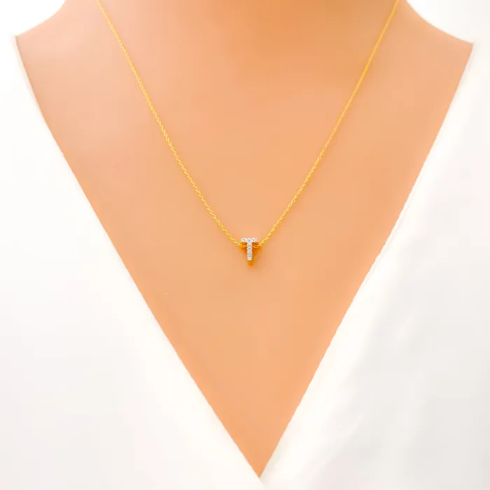 T Diamond Letter 18K Gold Necklace Andaaz Jewelers Necklaces