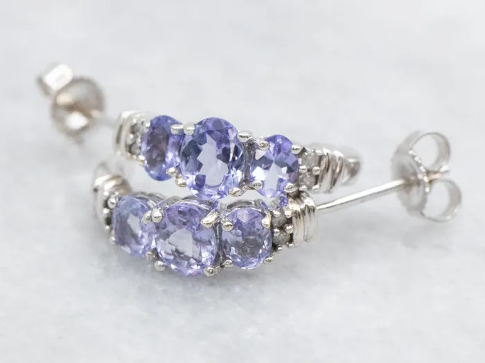 Tanzanite and Diamond Half Hoop Earrings Market Square Jewelers Earrings