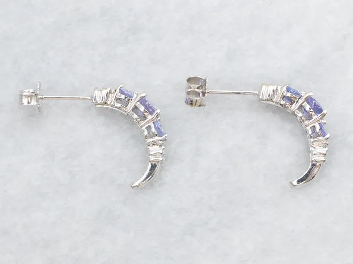 Tanzanite and Diamond Half Hoop Earrings Market Square Jewelers Earrings Tanzanite and Diamond Half Hoop Earrings Market Square Jewelers Earrings