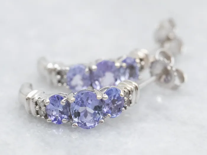 Tanzanite and Diamond Half Hoop Earrings Market Square Jewelers Earrings Tanzanite and Diamond Half Hoop Earrings Market Square Jewelers Earrings