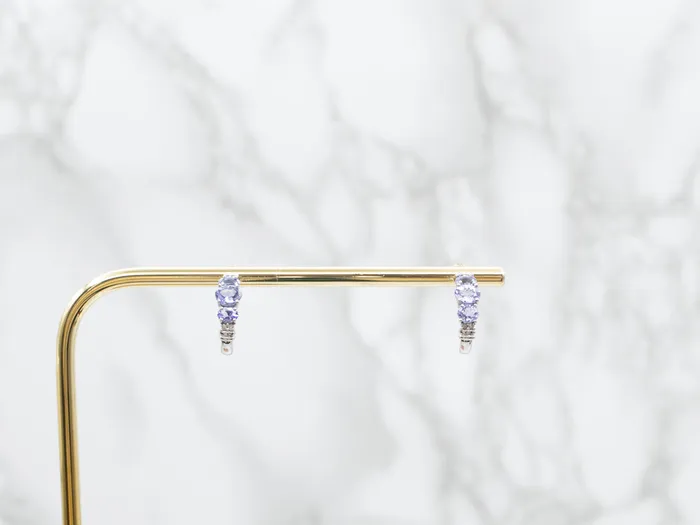 Tanzanite and Diamond Half Hoop Earrings Market Square Jewelers Earrings Tanzanite and Diamond Half Hoop Earrings Market Square Jewelers Earrings