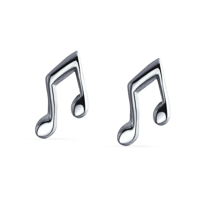 Tiny Dainty Eighth Music Notes Threader Stud Earrings for Musicians Silver BlingJewelry Wholesale Earrings