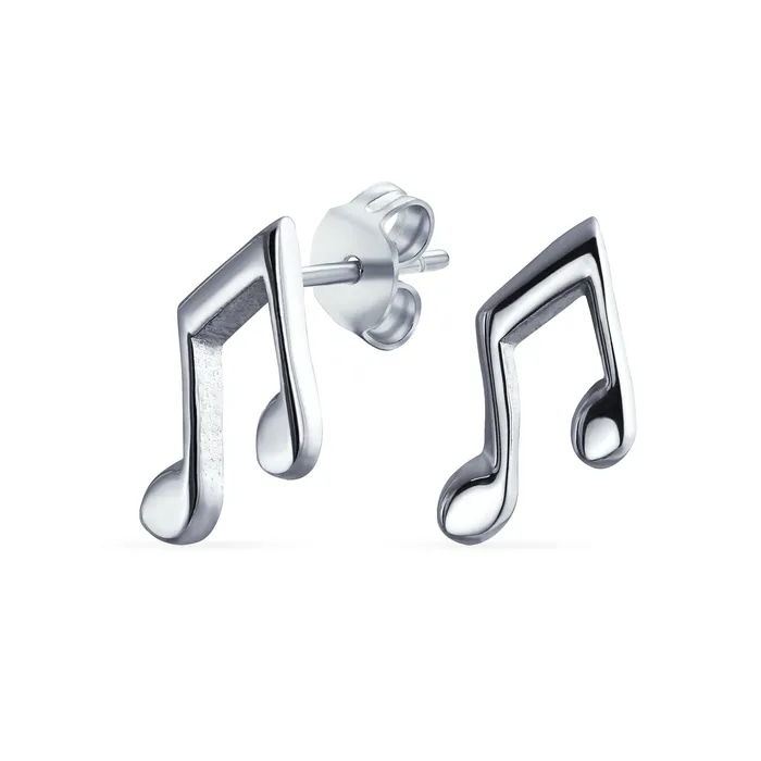 Tiny Dainty Eighth Music Notes Threader Stud Earrings for Musicians Silver BlingJewelry Wholesale Earrings