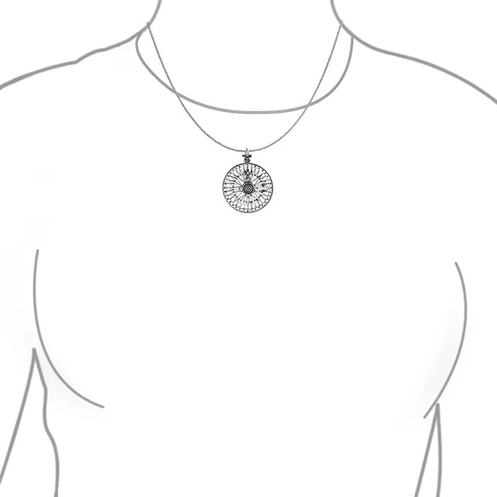 Unisex Celtic Fleur De Lis Compass Pendant Necklace in Oxidized Sterling Silver BlingJewelry Wholesale Necklaces