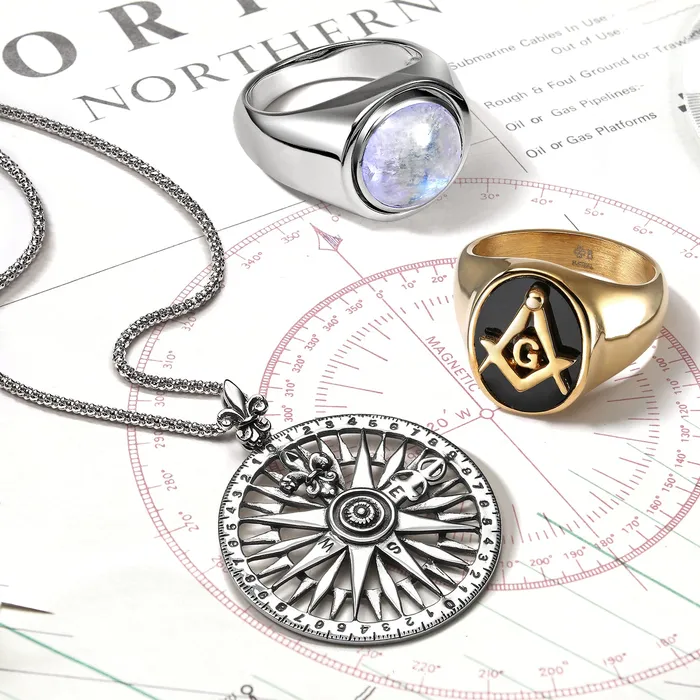 Unisex Celtic Fleur De Lis Compass Pendant Necklace in Oxidized Sterling Silver BlingJewelry Wholesale Necklaces