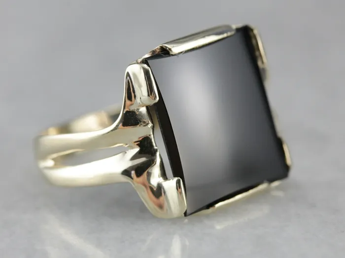 Unisex Retro Black Onyx Ring Market Square Jewelers Rings Unisex Retro Black Onyx Ring Market Square Jewelers Rings