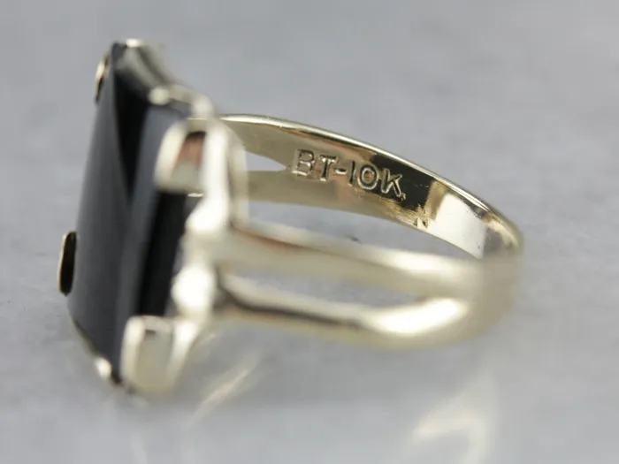 Unisex Retro Black Onyx Ring Market Square Jewelers Rings Unisex Retro Black Onyx Ring Market Square Jewelers Rings