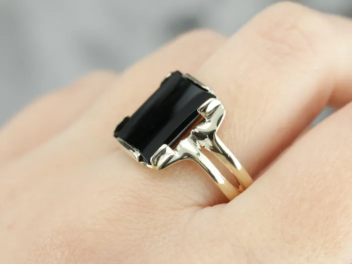 Unisex Retro Black Onyx Ring Market Square Jewelers Rings Unisex Retro Black Onyx Ring Market Square Jewelers Rings