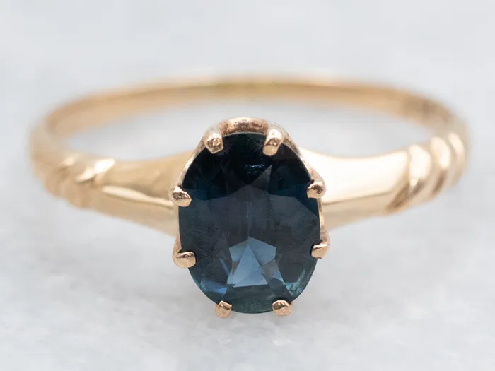 Victorian Dark Blue Sapphire Solitaire Ring Market Square Jewelers Rings