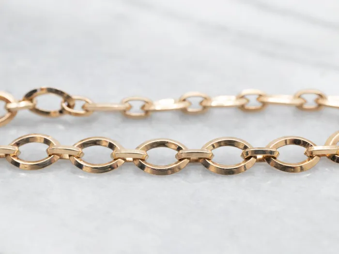 Vintage Gold Oval Link Bracelet with Safety Chain Market Square Jewelers Bracelets