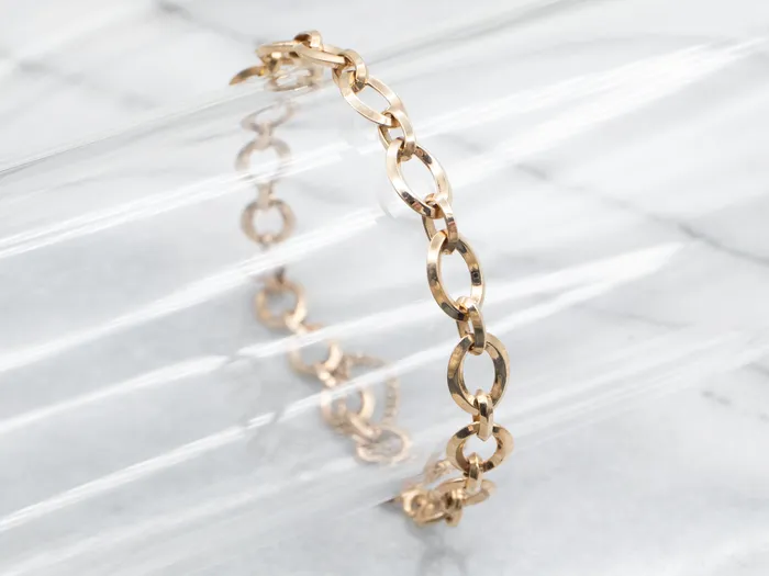 Vintage Gold Oval Link Bracelet with Safety Chain Market Square Jewelers Bracelets