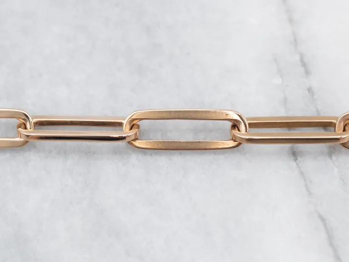 Vintage Rose Gold Paperclip Chain Market Square Jewelers Earrings