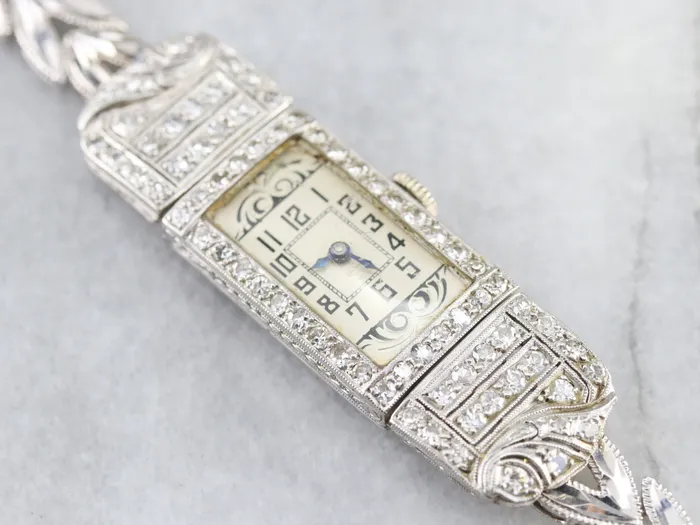 Watches Vintage Diamond Platinum Ladies Wrist Watch Market Square Jewelers