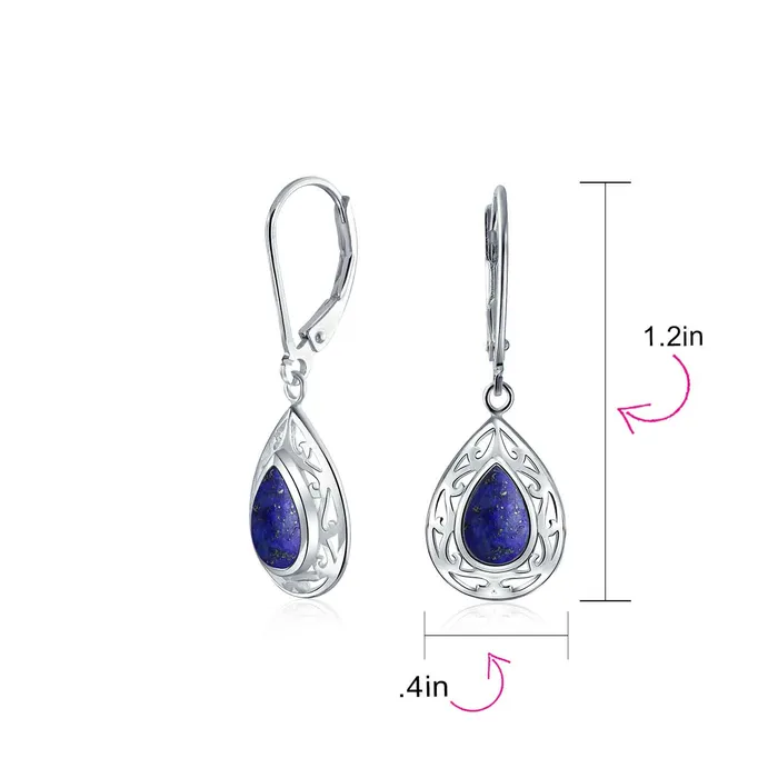 Western Style Dangle Gemstone Earrings with Blue Lapis Lazuli Turquoise Onyx BlingJewelry Wholesale Earrings Western Style Dangle Gemstone Earrings with Blue Lapis Lazuli Turquoise Onyx BlingJewelry Wholesale Earrings