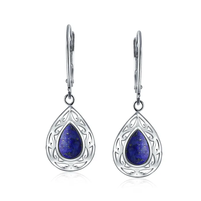 Western Style Dangle Gemstone Earrings with Blue Lapis Lazuli Turquoise Onyx BlingJewelry Wholesale Earrings Western Style Dangle Gemstone Earrings with Blue Lapis Lazuli Turquoise Onyx BlingJewelry Wholesale Earrings