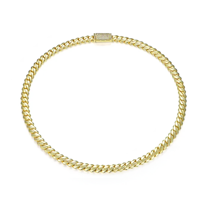 Womens Plain Gold Prong Cuban Link Chain aporro PreStyled Sets