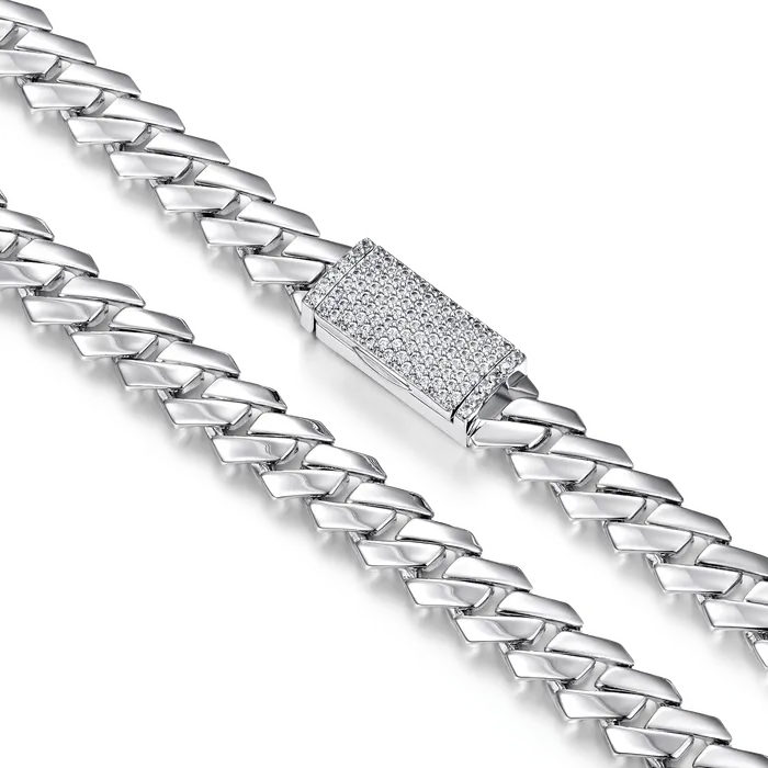Womens Plain Gold Prong Cuban Link Chain aporro PreStyled Sets