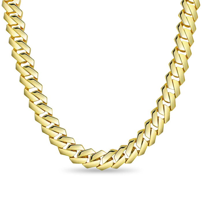 Womens Plain Gold Prong Cuban Link Chain aporro PreStyled Sets