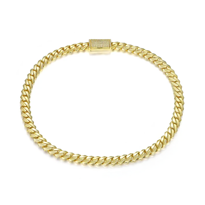 Womens Plain Gold Prong Cuban Link Chain aporro PreStyled Sets