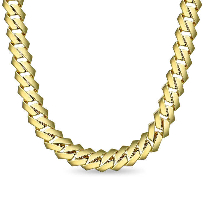 Womens Plain Gold Prong Cuban Link Chain aporro PreStyled Sets
