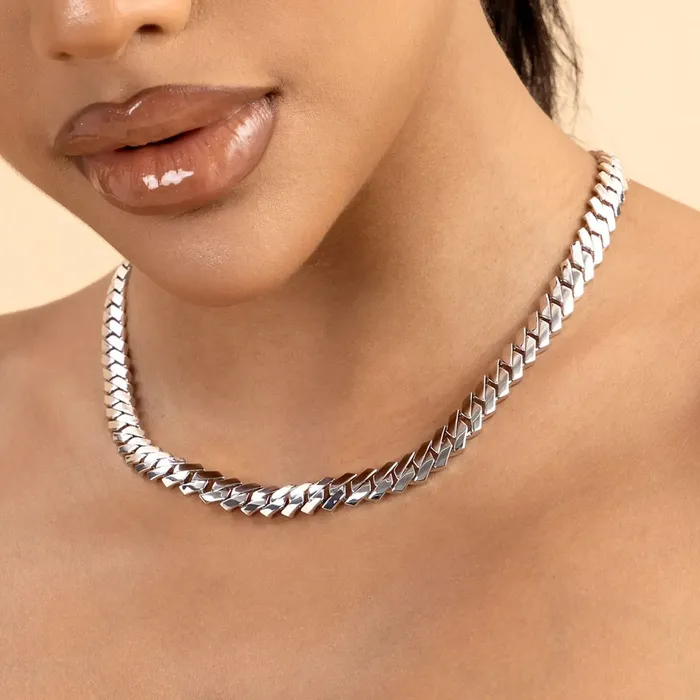 Womens Plain Gold Prong Cuban Link Chain aporro PreStyled Sets
