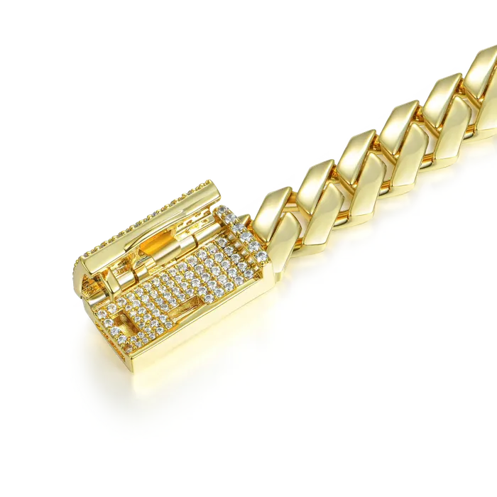 Womens Plain Gold Prong Cuban Link Chain aporro PreStyled Sets