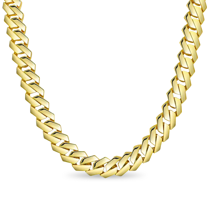Womens Plain Gold Prong Cuban Link Chain aporro PreStyled Sets