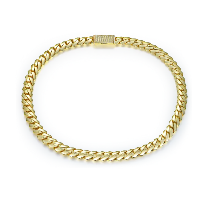 Womens Plain Gold Prong Cuban Link Chain aporro PreStyled Sets