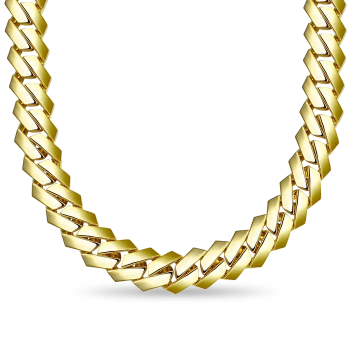 Womens Plain Gold Prong Cuban Link Chain aporro PreStyled Sets