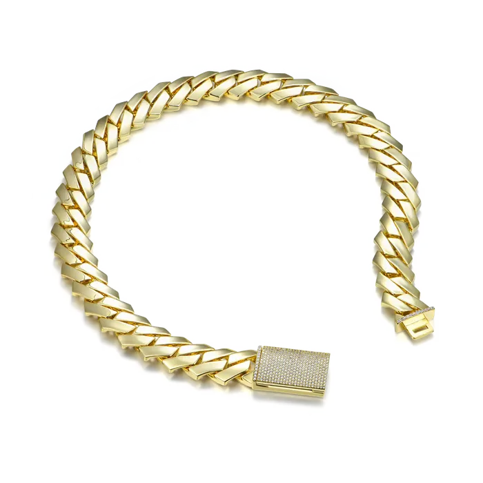 Womens Plain Gold Prong Cuban Link Chain aporro PreStyled Sets