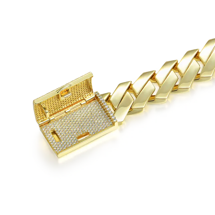 Womens Plain Gold Prong Cuban Link Chain aporro PreStyled Sets