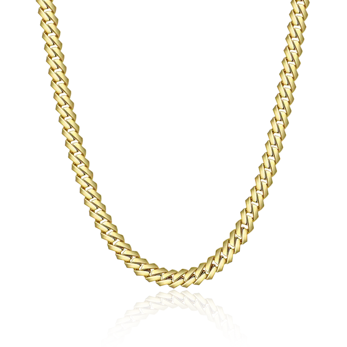 Womens Plain Gold Prong Cuban Link Chain aporro PreStyled Sets