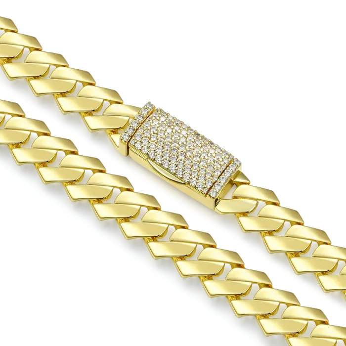 Womens Plain Gold Prong Cuban Link Chain aporro PreStyled Sets