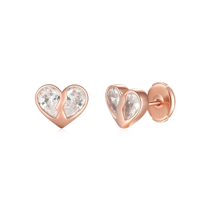 Womens Radiant Hearts Entwined Stud Earrings aporro Earrings