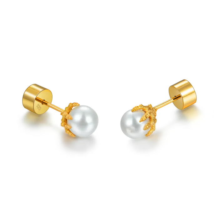 WONG Dragon Pearl Stud Earring aporro Earrings