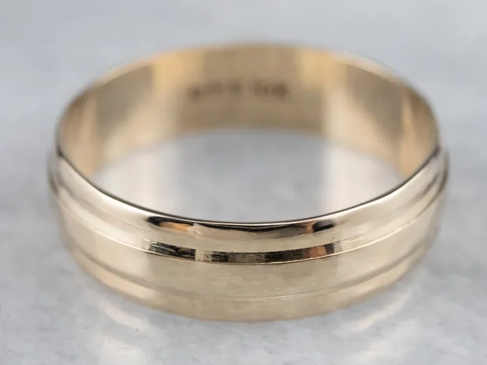 Yellow Gold Ridged Band Market Square Jewelers Rings
