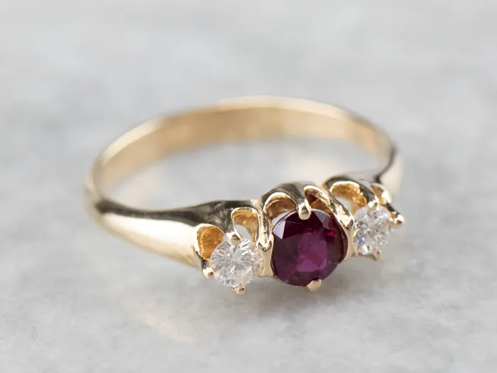 Yellow Gold Ruby and Diamond Ring Market Square Jewelers Rings