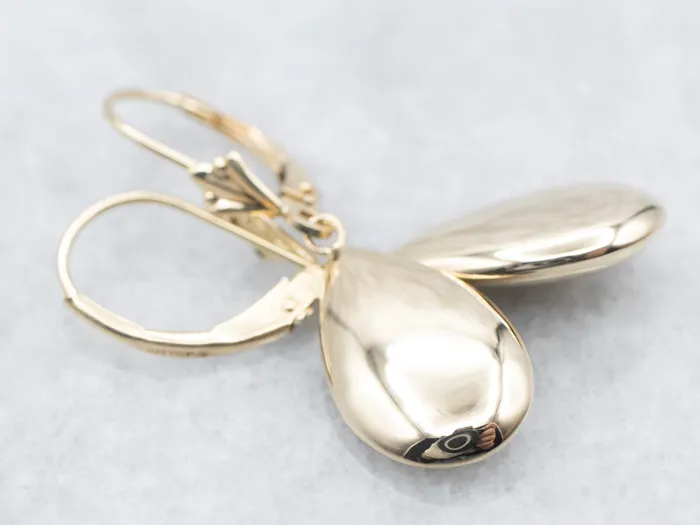 Yellow Gold Teardrop Drop Earrings Market Square Jewelers Earrings