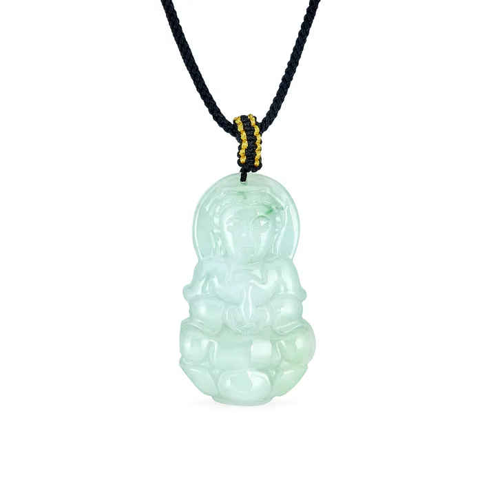 Yogi Protection Amulet Green Jade Buddha Pendant Necklace Black Cord 1624 Inch BlingJewelry Wholesale Necklaces Yogi Protection Amulet Green Jade Buddha Pendant Necklace Black Cord 1624 Inch BlingJewelry Wholesale Necklaces