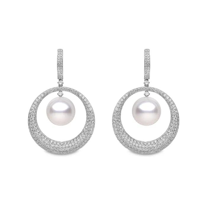 Yoko London Earrings White South Sea Pearls and Diamond Earrings